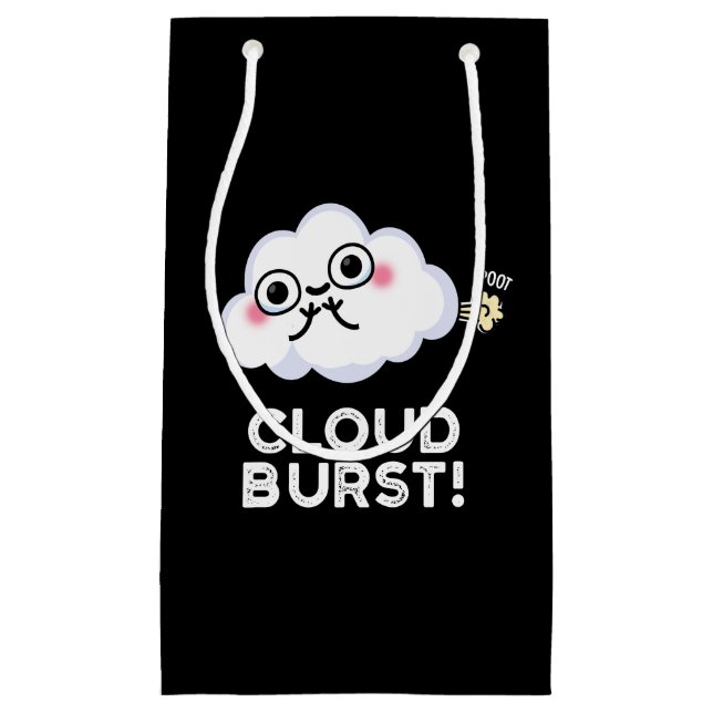 Cloud Burst Funny Cloud Fart Pun Dark BG Small Gift Bag (Front)