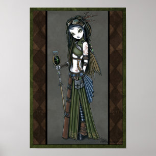 "Cloud Burst" Steampunk Aviatrix Fairy Poster
