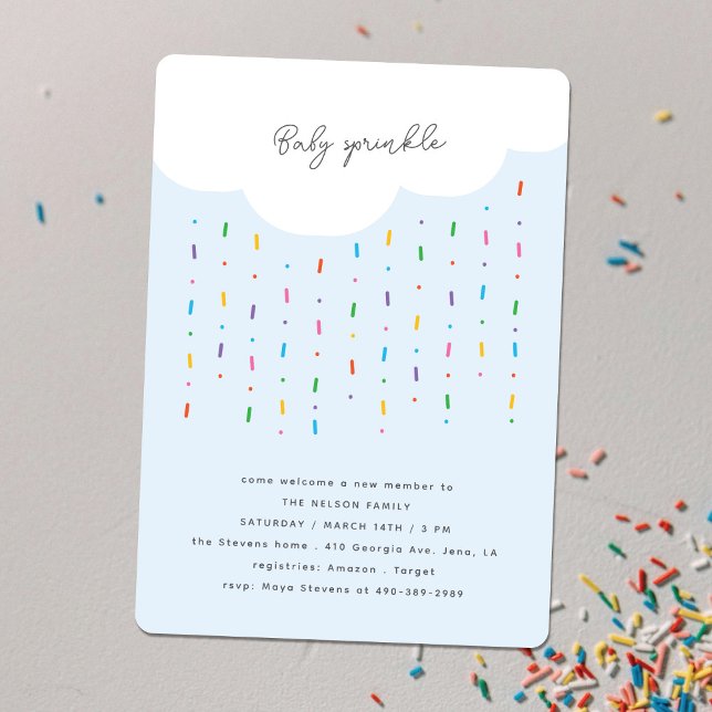 Cloud & Candy Sprinkles Blue Baby Sprinkle Invitation (Creator Uploaded)