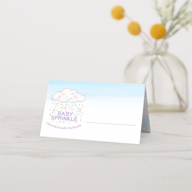 Cloud candy watercolor art guest place cards (Back)