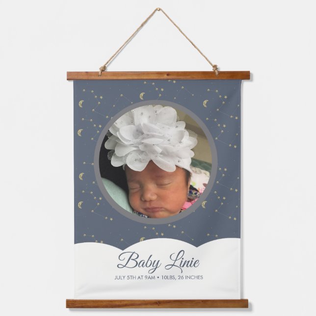 Cloud Constellation Faux Gold New Baby  Hanging Tapestry (Front)