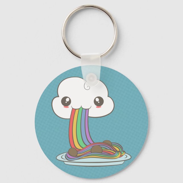 Cloud Eats Rainbow Spaghetti Keychain (Front)
