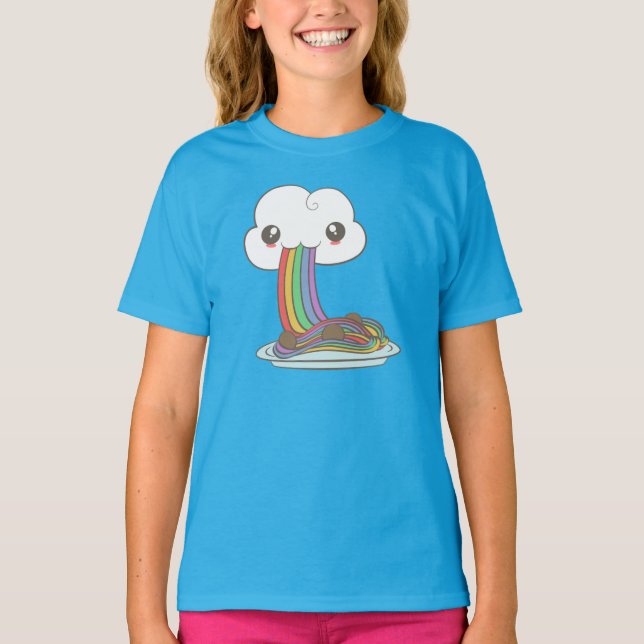 Cloud Eats Rainbow Spaghetti T-Shirt (Front)