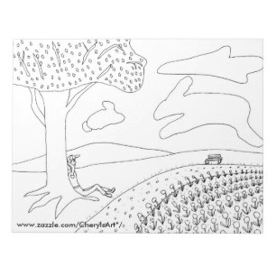 Cloud Gazing in the Park Outline Colouring Notepad