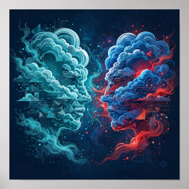 Cloud Giants — AI Cloud War Art Poster (Front)
