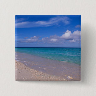 Cloud in blue sky over sandy beach 2 inch square button