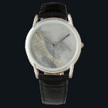 Cloud Matrix Watch<br><div class="desc">Cloud Matrix II by Jennifer Goldberger. Features a gold,  mesh-like shape against a contrasting cloud-like grey background.</div>