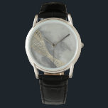 Cloud Matrix Watch<br><div class="desc">Cloud Matrix II by Jennifer Goldberger. Features a gold,  mesh-like shape against a contrasting cloud-like grey background.</div>