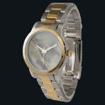 Cloud Matrix Watch<br><div class="desc">Cloud Matrix II by Jennifer Goldberger. Features a gold,  mesh-like shape against a contrasting cloud-like grey background.</div>