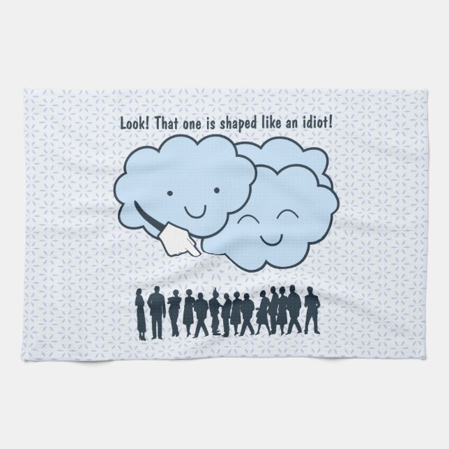 Cloud Mocks Human Shapes Funny Cartoon Kitchen Towel (Horizontal)