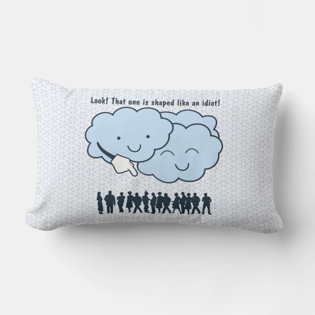 Cloud Mocks Human Shapes Funny Cartoon Lumbar Pillow (Front)