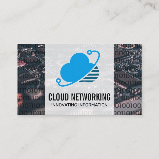 Cloud Network Logo | Binary Code | Hardware Business Card (Front)