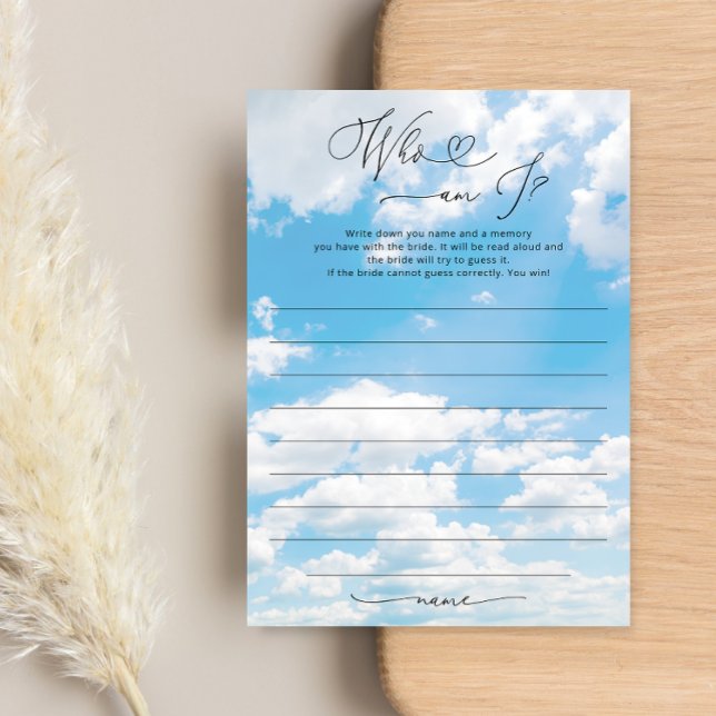 Cloud Neuf Qui Suis-Je Fête des mariées Carte De J (Créateur téléchargé)