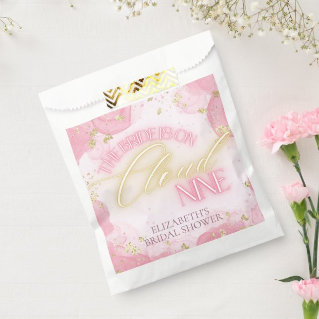 Cloud Nine 9 Glow Pink Gold Glitter Bridal Shower Favour Bag (Sealed)