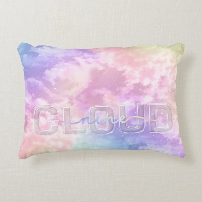 Cloud Nine 9th Birthday Accent Pillow – Pastel Sky (Front)