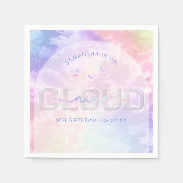 Cloud Nine 9th Birthday Napkins – Kawaii Pastel Sk (Front)