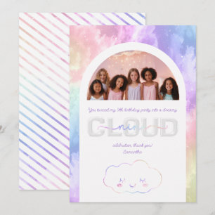 Cloud Nine 9th Birthday Thank You Card – Pastel Sk