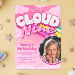 Cloud Nine - 9th Birthday with Picture Invitation