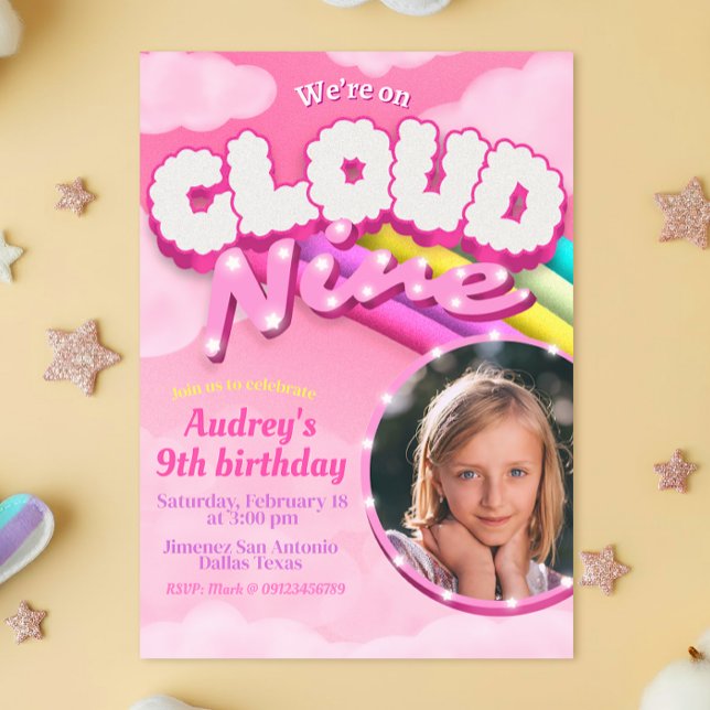 Cloud Nine - 9th Birthday with Picture Invitation (Cloud Nine - 9th Birthday with Picture Invitation)