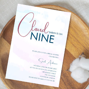 Cloud Nine Abstract Blue Pink Bridal Shower Invitation