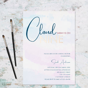Cloud Nine Abstract Blue Rose Gold Bridal Shower