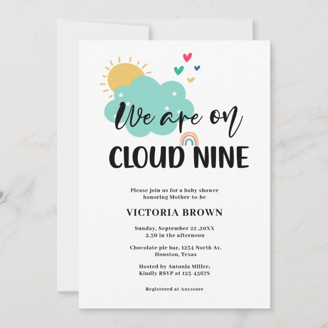 Cloud NIne Baby Shower Invitation (Front)
