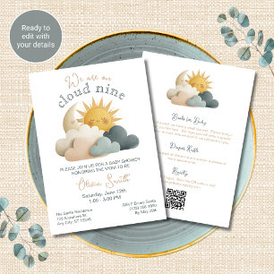 Cloud Nine Baby Shower Invitation All in One QR