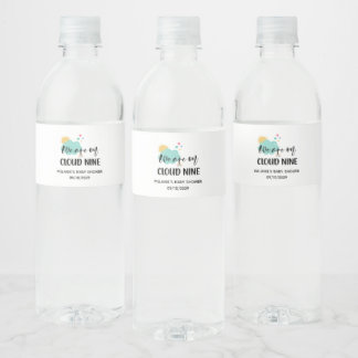 Cloud Nine Baby Shower Water Bottle Label