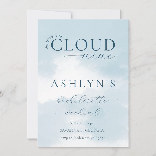 Cloud Nine Bachelorette Weekend Invitation (Front)