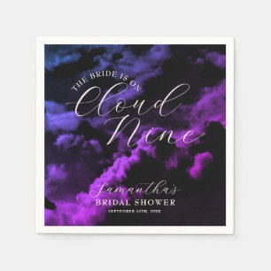 Cloud nine Black Celestial Galaxy Bridal Shower Napkin