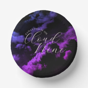 Cloud nine Black Celestial Galaxy Bridal Shower Paper Plate