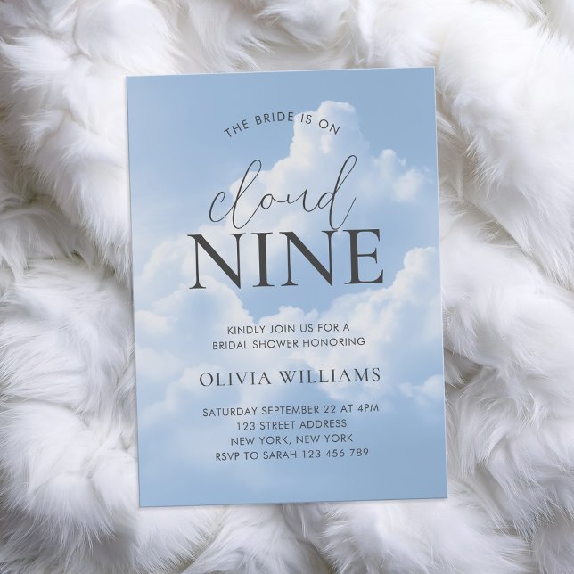 Cloud Nine Blue Sky Clouds Bridal Shower Invitation (Creator Uploaded)