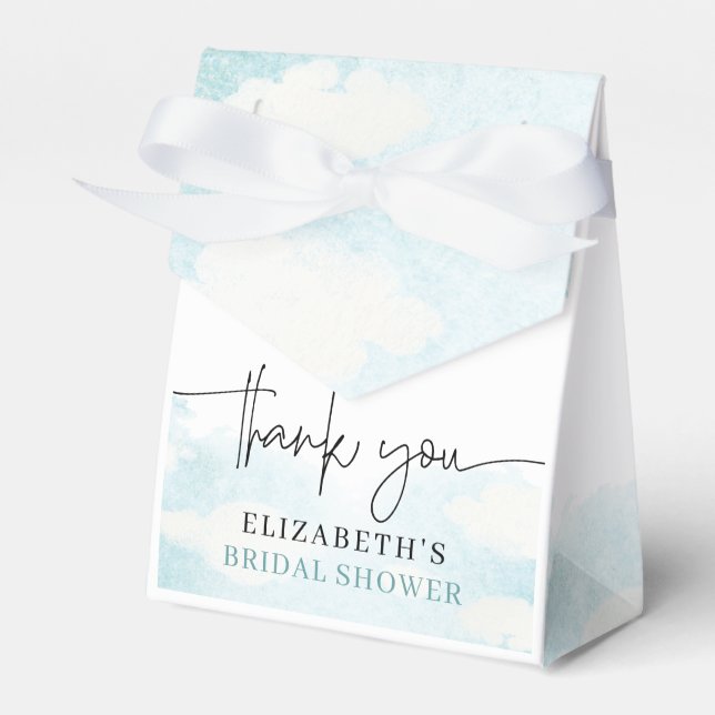 Cloud Nine Blue White Bridal Shower thank you Favor Box (Front Side)