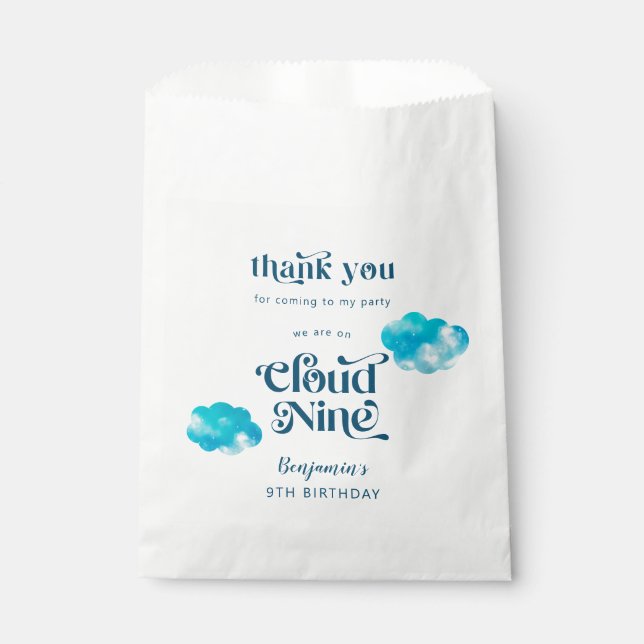 Cloud Nine Boy's 9th Birthday Party Favour Bag (Front)