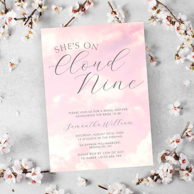 Cloud Nine Cloudy Sky Minimalist Bridal Shower  Invitation (Creator Uploaded)