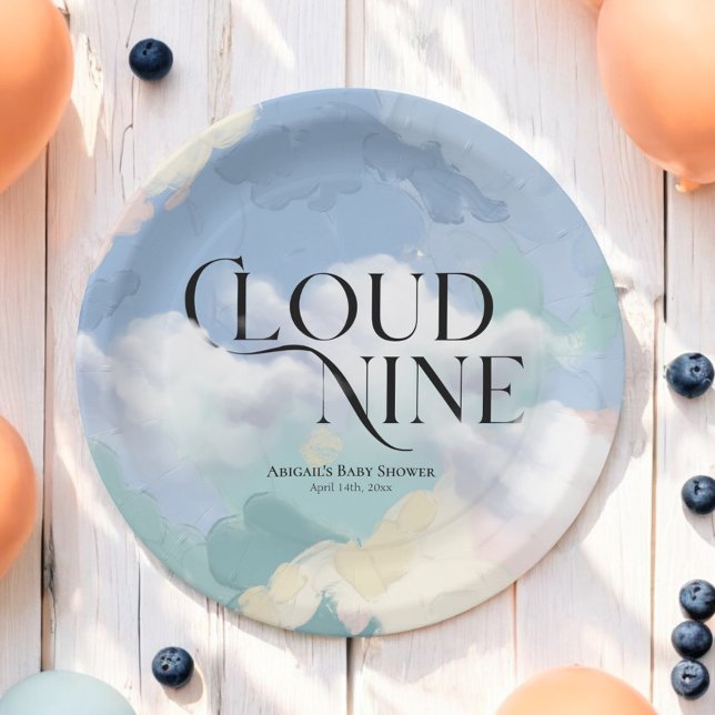 Cloud Nine Elegant Pastel Baby Shower Paper Plate (Creator Uploaded)