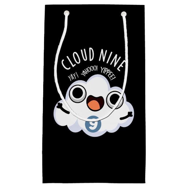 Cloud Nine Funny Weather Pun Dark BG Small Gift Bag (Front)