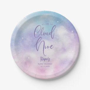 Cloud Nine Girl Baby Shower Paper Plate