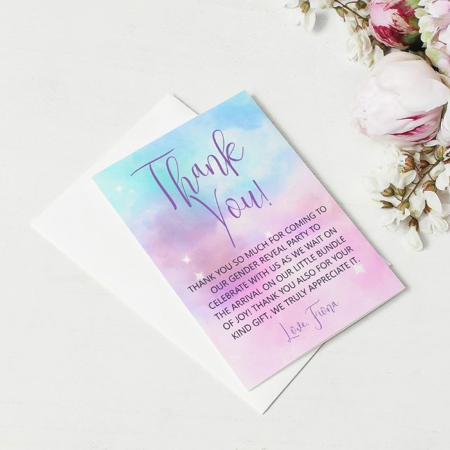 Cloud Nine Girl Baby Shower  Thank You Card (Creator Uploaded)
