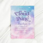 Cloud Nine Girls 9th Birthday Invitation<br><div class="desc">Dreamy birthday party invitation card featuring watercolor illustration of pink,  blue,  and pink sky with stars and clouds.. The text says "We are on Cloud Nine." Perfect for your girl's 9th birthday.</div>
