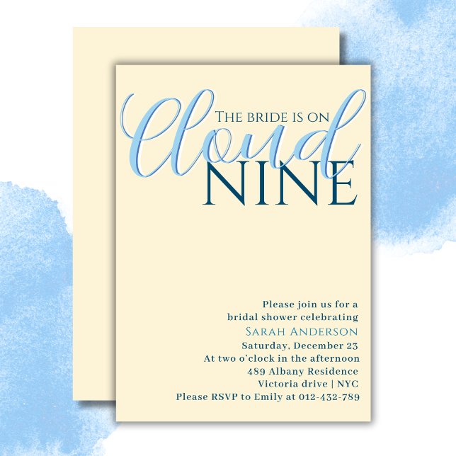 Cloud nine minimalist script bridal shower invitation (Creator Uploaded)