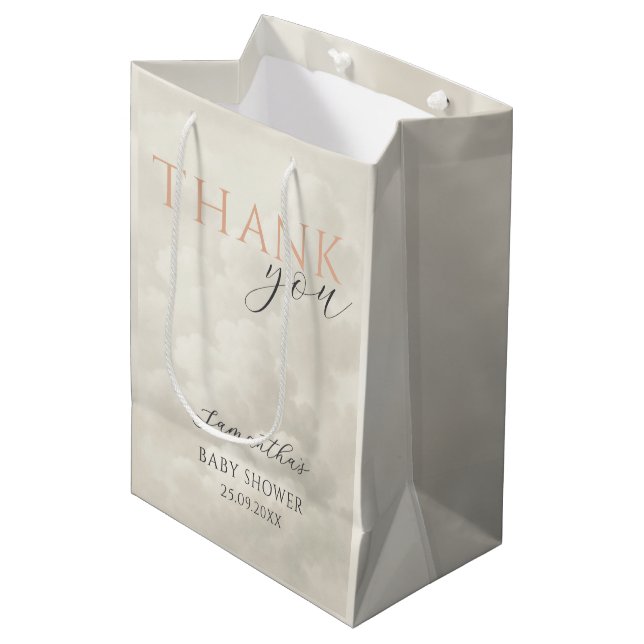 Cloud Nine Modern Baby Shower Thank You Medium Gift Bag (Front Angled)