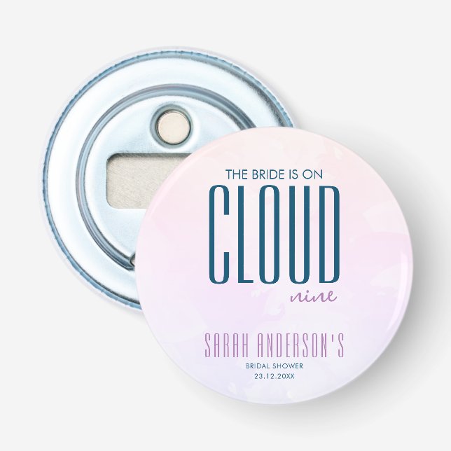 Cloud Nine Modern Pastel Blue Dreamy Bridal Shower Bottle Opener (Front)