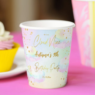 Cloud nine pastel rainbow clouds birthday paper cups