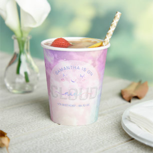 Cloud Nine Pastel Sky Kawaii 9th Birthday Party Paper Cups