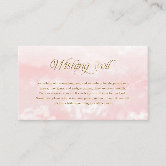 Cloud Nine Pink Gold Modern Cloud Wishing Well Enclosure Card (Front)