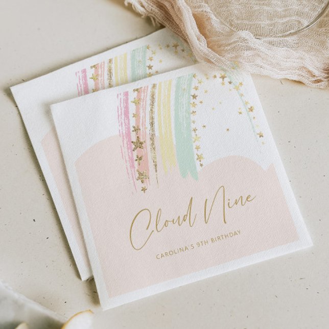 Cloud Nine Rainbow Birthday Napkin (Creator Uploaded)