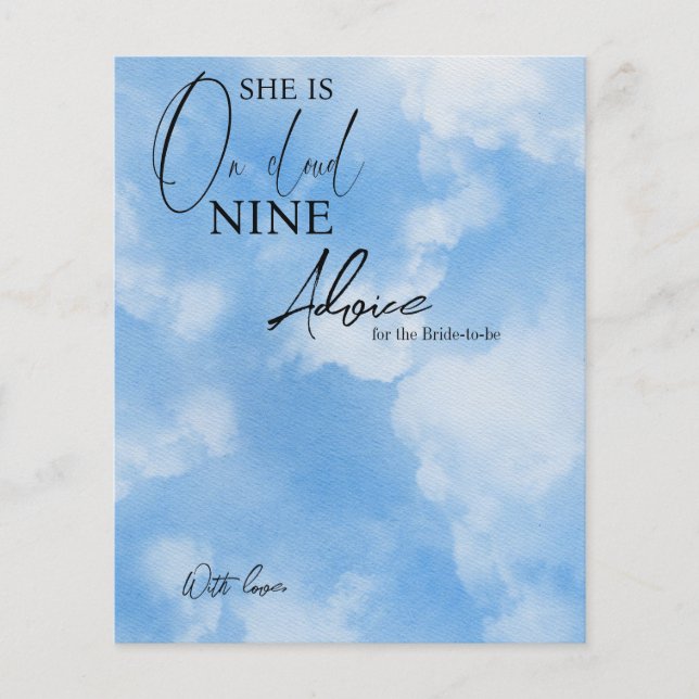 Cloud Nine Sky Blue Watercolor Bridal Shower Game (Front)