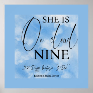 Cloud Nine Sky Blue Watercolor Bridal Shower Poster