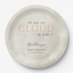 Cloud Nine White Clouds Baby Shower Paper Plate